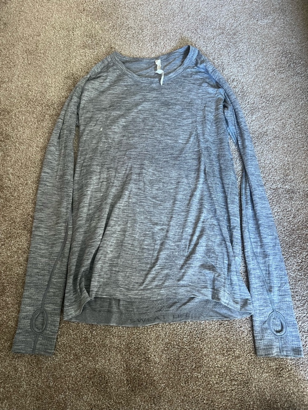 lululemon athletica Heather Gray Crew Neck Long Sleeve Top